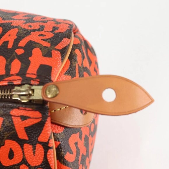 LOUIS VUITTON Monogram Graffiti Speedy 30 Hand Bag Orange M93705 Auth 131812V - Picture 12 of 16